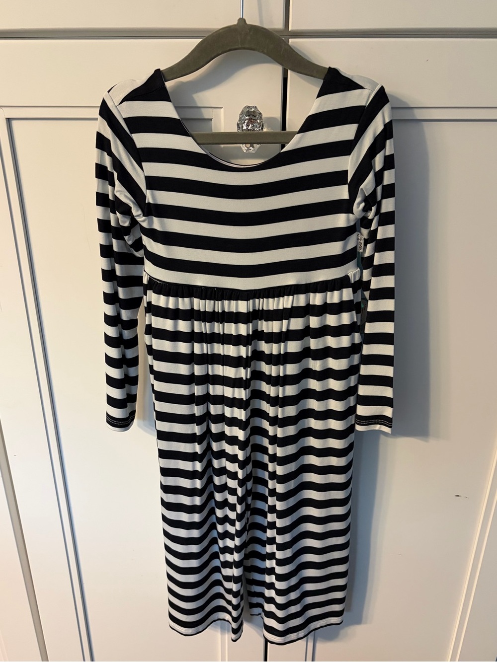 Gigi & Max Black & White Striped Girls Bamboo Long Sleeve Leggy Romper, 2 /3 T